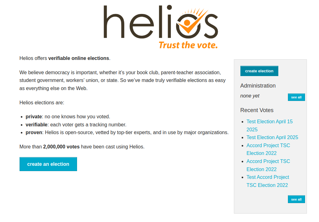 ๐ Helios Voting Home Page